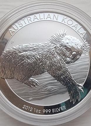 Серебряная монета Коала (Австралия) 2012, 1 унция серебра 9999...