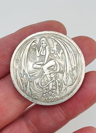 Монета сувенирная "Ангел" (цвет - античное серебро) арт. 04565