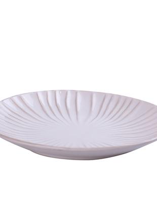 Тарелка плоская круглая из фарфора 20.5 см белая обеденная тар...