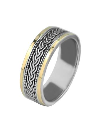 Кольцо серебряное обручальное с золотом 0374.10, 18 размер