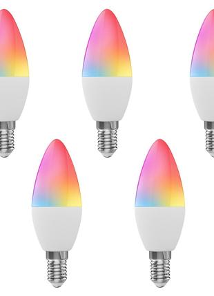 Розумна лампа Wi-Fi RGB+W+C світлодіодна лампа-свічка 5 Вт E12...