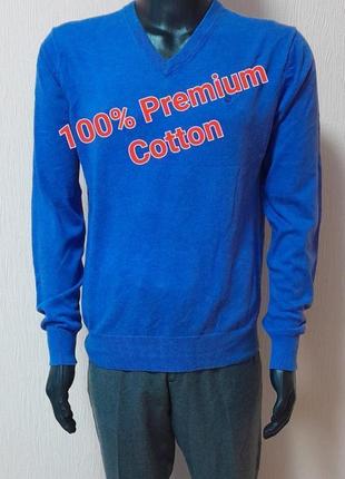 Шикарный хлопковый свитер синего цвета gant premium cotton, ор...