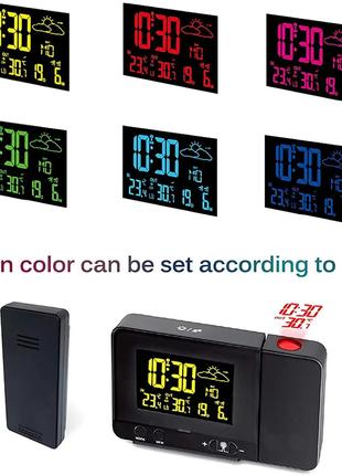 Часы проекционный будильник температура внешний датчик 8 цветов