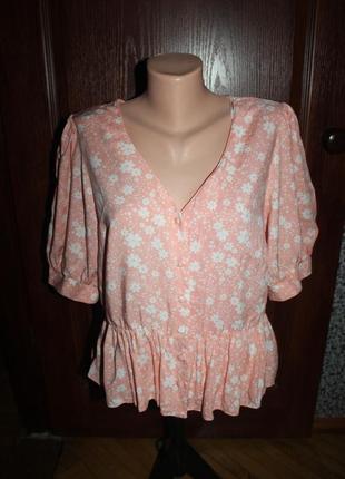 Блуза персиковая в цветы new look