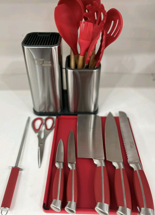 Ножі + кухонне начиння на підставці Zepline ZP 047 (17 предметів)