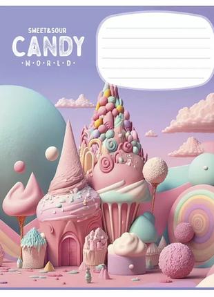 Тетрадь ученическая "Candy world" 012-3266K-2 в клетку, 12 листов