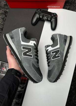 Мужские кроссовки new balance 574 dark gray white reflective