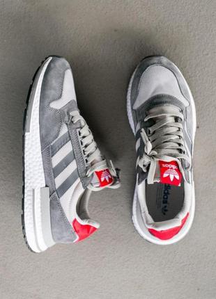 Кроссовки adidas zx 500 grey/white/red