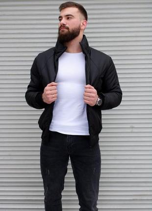 Утепленная мужская куртка бомбер черная