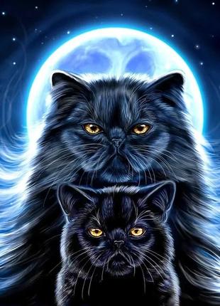 Набор алмазной мозаики вышивки Милые Котики черный котенок кош...