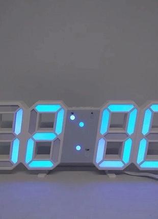 Электронные Led часы с будильником и термометром Ly 1089, blue