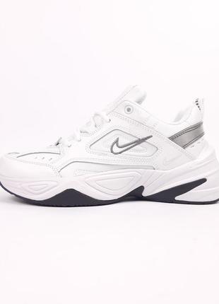 Nike m2k tekno белые с черным и серебром кроссовки женские кож...