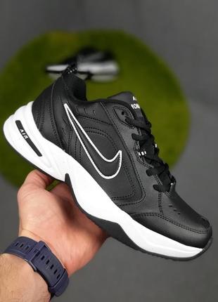 Nike air monarch чорні з білим кросівки чоловічі шкіряні відмі...