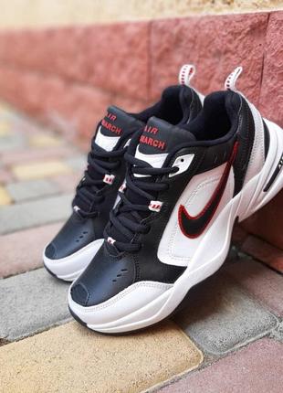 Nike air monarch чорні з білим з червоним кросівки чоловічі шк...