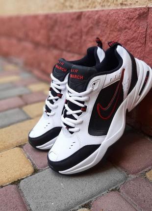 Nike air monarch білі з чорним з червоним кросівки чоловічі шк...