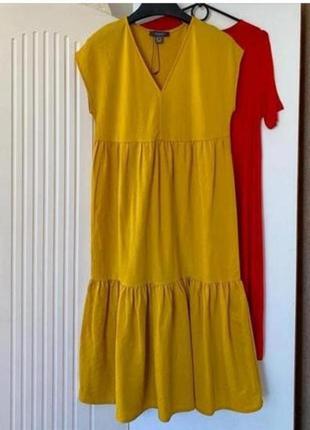 Лимонное платье с оборками