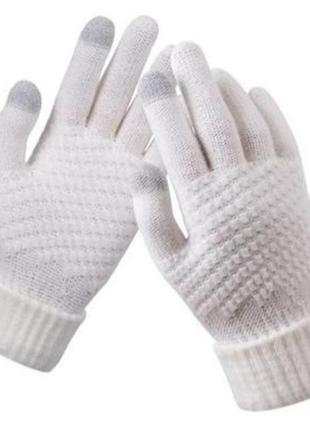 Теплі рукавички для сенсорних екранів із плетінням