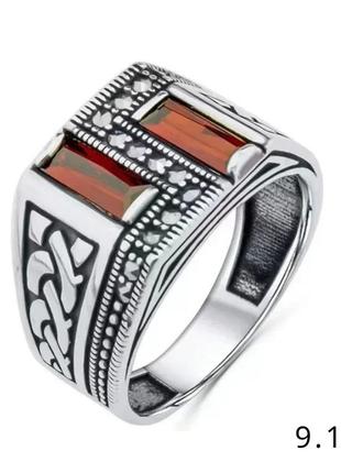 Винтажное мужское кольцо перстень в европейском стиле с красны...
