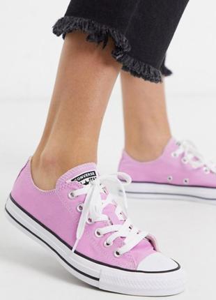 Детские розовые кеды converse