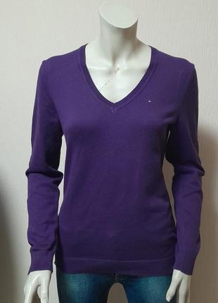 Бавовняний пуловер фіолетового кольору tommy hilfiger melange ...