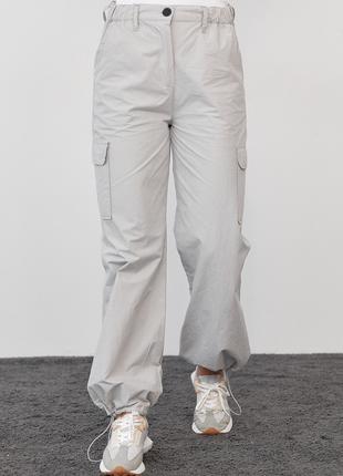Женские штаны карго в стиле кэжуал - светло-серый цвет, L