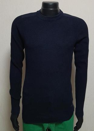 Практичный хлопковый свитер синего цвета jack&jones premium ma...