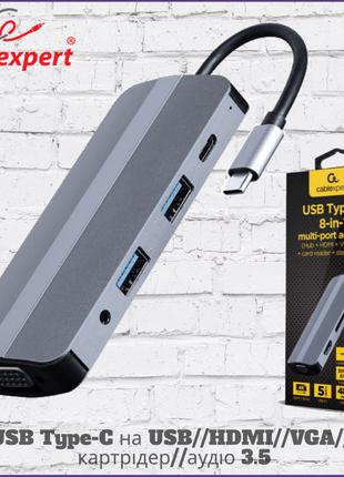Хаб USB Type-C 8-в-1 Cablexpert A-CM-COMBO8-02
USB//HDMI//VGA/...