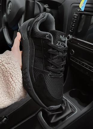 Мужские кроссовки adidas zx22 boost черные замшевые замша адид...
