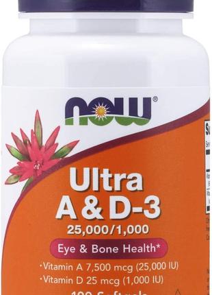 Витамины А и D3 Now Ultra A&D-3; 25000/1000IU 100 softgels