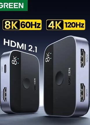 Переключатель Switch HDMI 2.1 Ugreen CM561 сплиттер 2in 1out 8...