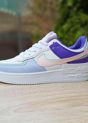 Женские кроссовки nike air force 1 shadow білі з бузковим з бі...