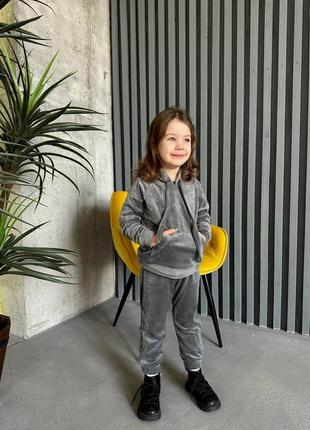 Детский костюм из велюра, повязка в подарок ❤️ графит
