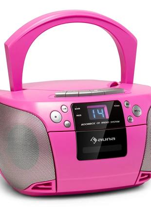 CD-плеєр Harper CD Boombox Bluetooth Cassette FM AUX USB Рожевий
