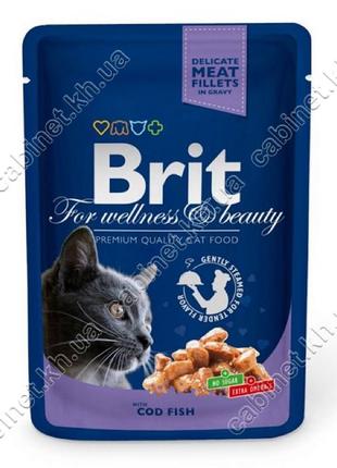 Консерви для кішок Brit Premium Cat pouch Тріска 100г