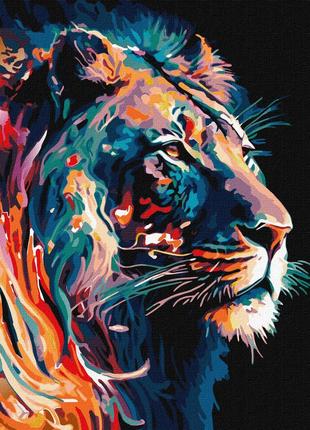 Картина по номерам 40×50 см Грациозный лев с красками металлик...