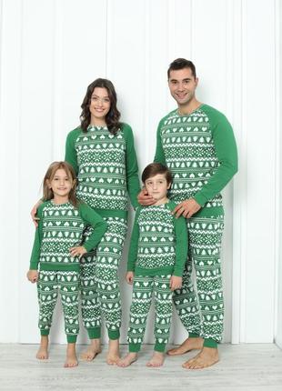 Жіноча піжама зі штанами -  новорічний орнамент - family look ...