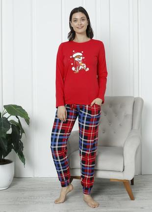 Жіноча піжама зі штанами -  новорічний ведмедик - family look ...
