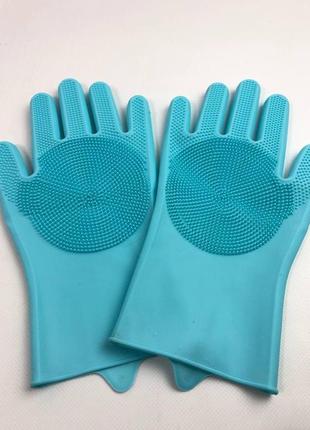 Багатофункціональні силіконові рукавички-щітки для миття посуд...