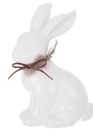 Декоративная фарфоровая фигурка (2шт) Кролик с перышком 13.8*9...