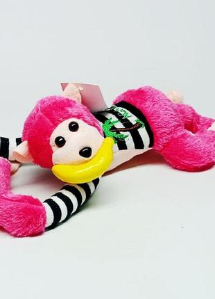 Мягкая игрушка yi wu jiayu обезьянка на липучке розовая m16894-2