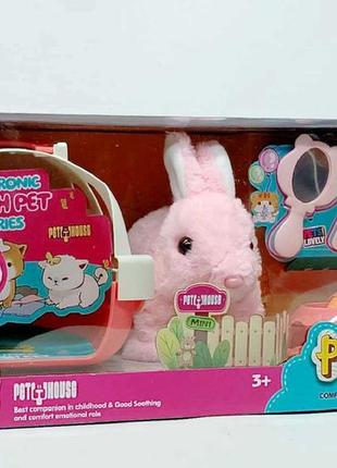 Интерактивная игрушка yi wu jiayu "кролик" с переноской розовы...