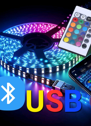 5м Bluetooth led 5050 Rgb светодиодная лента разноцветная USB