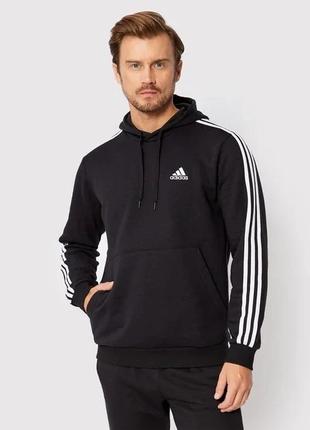 Мужские худи утепленное Adidas 3 Stripe Fleece Hoody Black р. ...