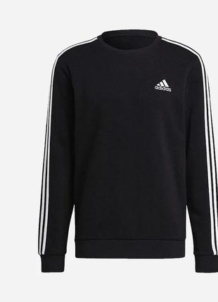 Свитшот утепленный Adidas 3 Stripe Fleece Sweater Black р. M, L