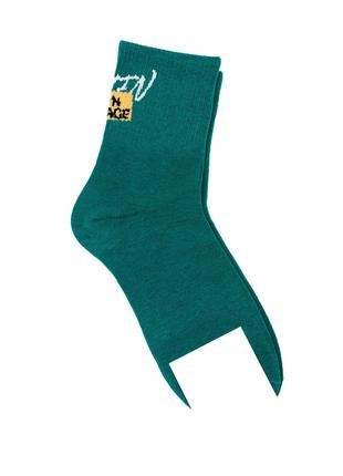 Хлопковые зеленые носки с надписью, размер 37-41