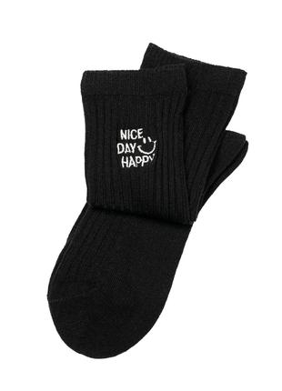 Черные высокие носки с надписью, размер 36-41