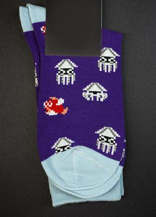 Фиолетовые высокие носки с принтом, размер 41-48