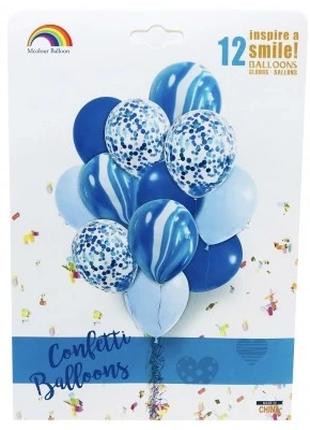 Набор латексных шаров Китай – сине-голубой + агат