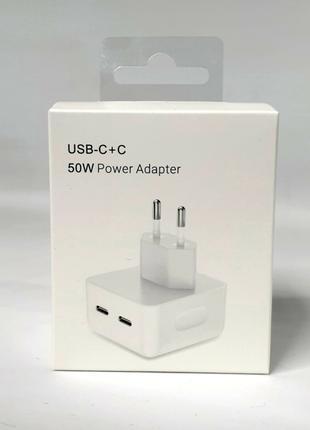 Мережевий зарядний пристрій Apple 50W Dual USB-C Power Adapter