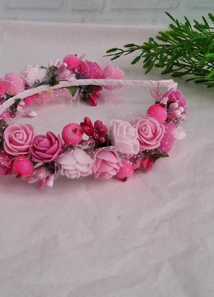 Обруч ободок с розовыми цветами